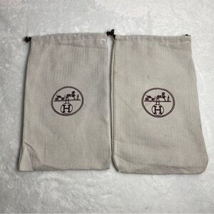 Hermes Logo Cream Drawstring Bags For Shoes